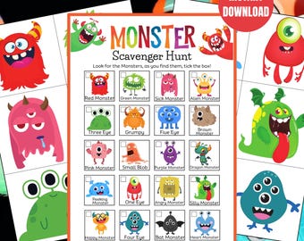 Búsqueda del tesoro de monstruos: Juego de fiesta de cumpleaños para niños (Descarga PDF)