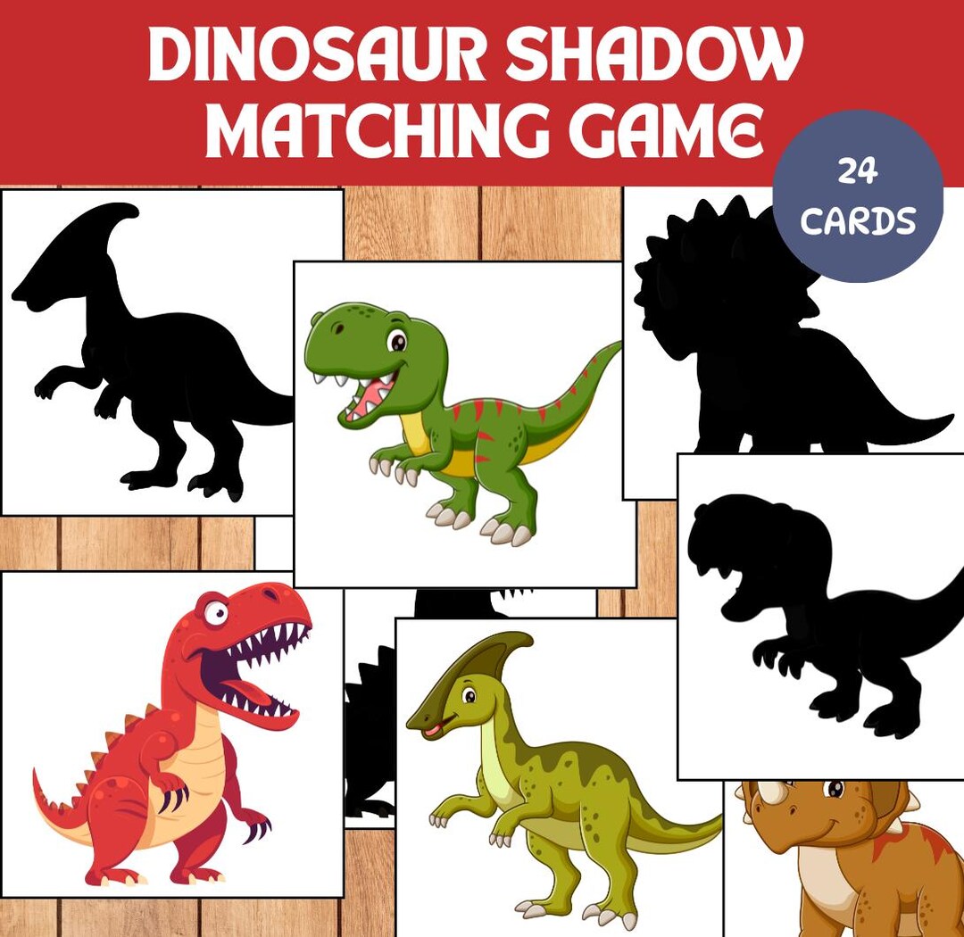 Dinosaur Shadow Matching Game, Toddler Matching Activity, Montessori ...