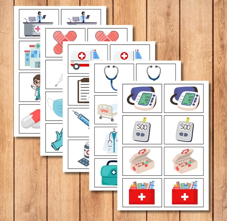 Doctor Memory Matching Game, Montessori Learning (PDF & JPG A4 Size) - Etsy