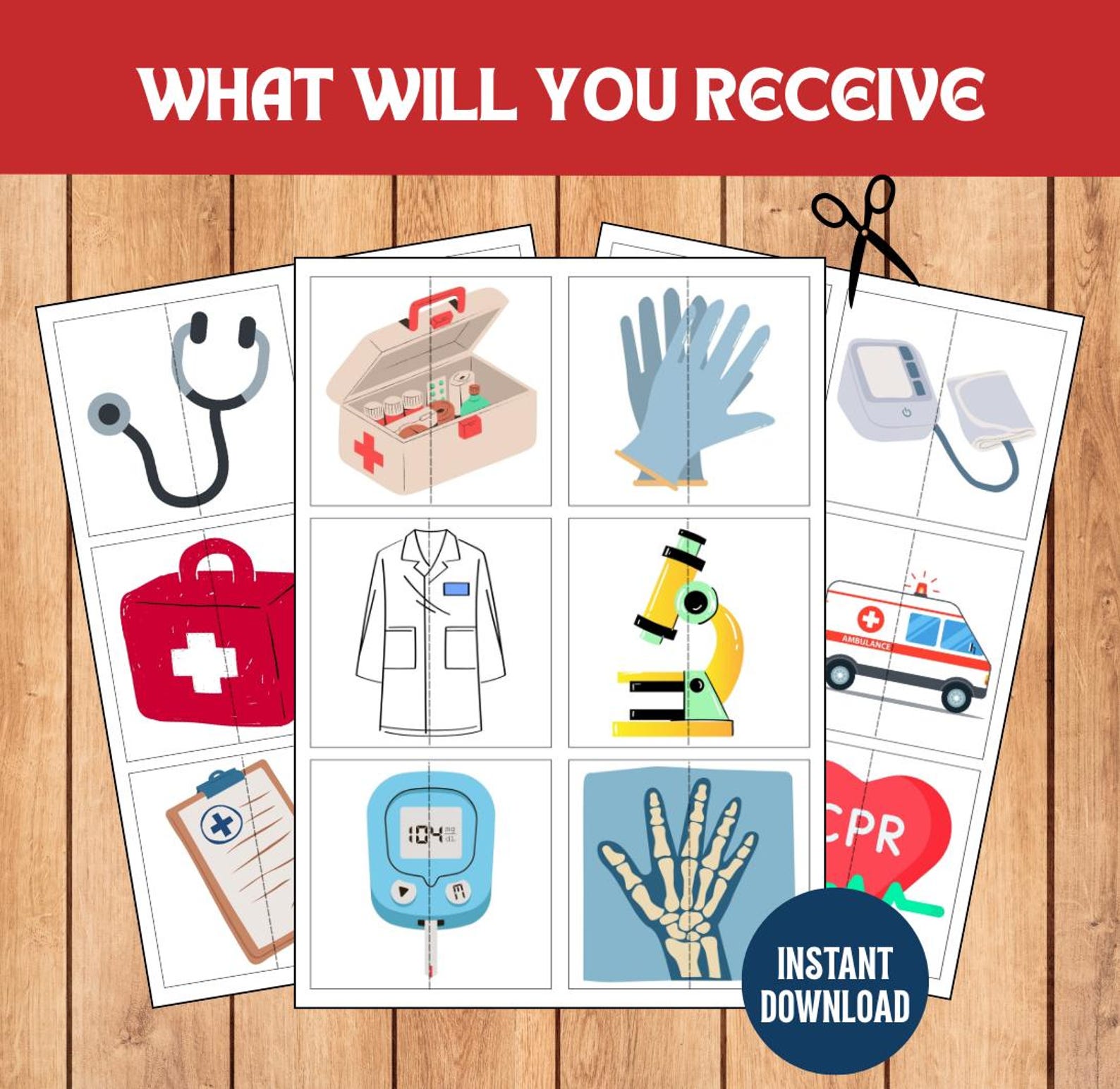 Doctor Matching Game – Medical Learning Printable for Kids Downloadable ...
