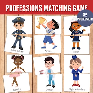 Professions Matching Game: Montessori Career Flashcards (Printable PDF & JPG)
