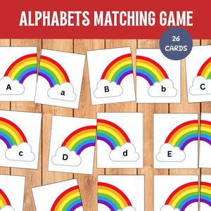 Rainbow Alphabet Matching Game, ABC Matching Activity, Rainbow Matching, Alphabet Symmetry Puzzle, Preschool Learning, Montessori Flashcards