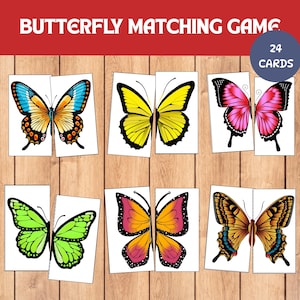 Butterfly Matching Game, Butterfly Puzzle, Symmetry Puzzle, Toddler Matching Activity, Butterfly Pattern Cards,Montessori Flashcards,Insects