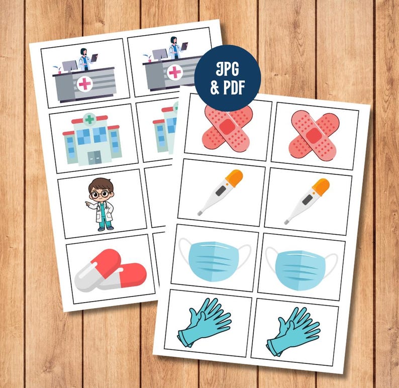 Doctor Memory Matching Game, Montessori Learning (PDF & JPG A4 Size) - Etsy