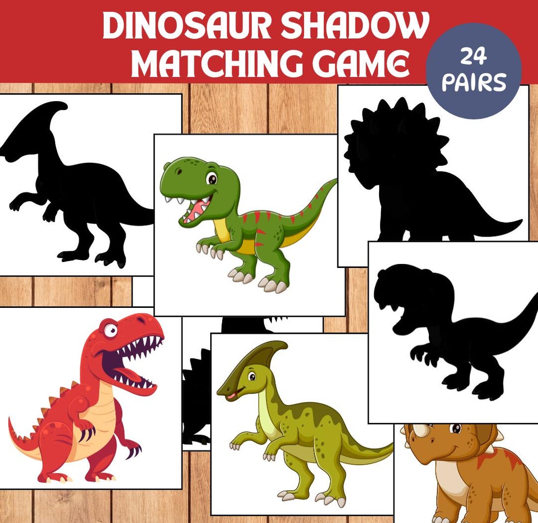Dinosaur Shadow Matching Game: Montessori Toddler Activity (printable ...