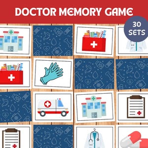 Doktor Memory Memory Memo, Montessori-Lernen (PDF & JPG A4-Größe)