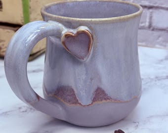 16oz LEFTY Handmade Ceramic Mug Wheel Thrown & Hand Carved Coffee Tea Cup - Sustainable HT Pottery Studio Gift