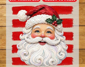 Vintage Santa Face DTF Transfer, Christmas Iron On Transfer, Ready To Press Design