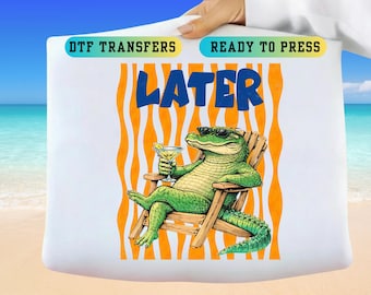 Later Gator After While Crocodile DTF Transfer (Ready to Press) – Retro Girly Alligator Art