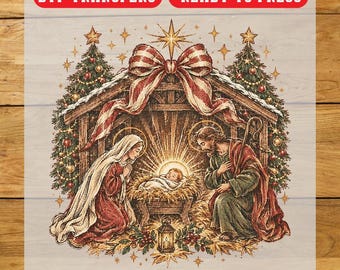 Christmas Nativity Scene DTF Transfer, Christmas Iron On Transfer, Ready To Press Design