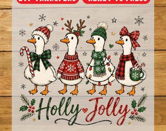 Holly Jolly DTF Transfer, Christmas Iron On Transfer, Ready To Press Design