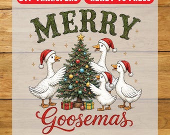 Merry Goosemas DTF Transfer, Christmas Iron On Transfer, Ready To Press Design