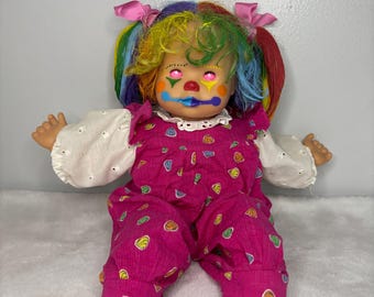 Vintage 60s Bozo the Clown Knickerbocker Rubber Face Blue Plush