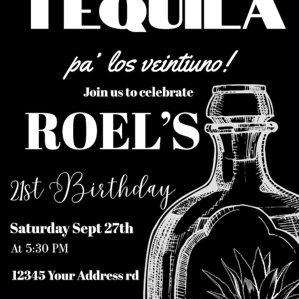 TEQUILA 21st birthday digital invitation