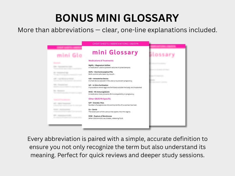 OB-GYN Abbreviations Cheat Sheet: Medical Terms (printable PDF) - Etsy