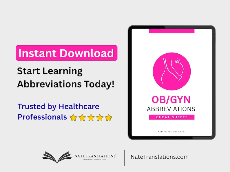 OB-GYN Abbreviations Cheat Sheet: Medical Terms (printable PDF) - Etsy