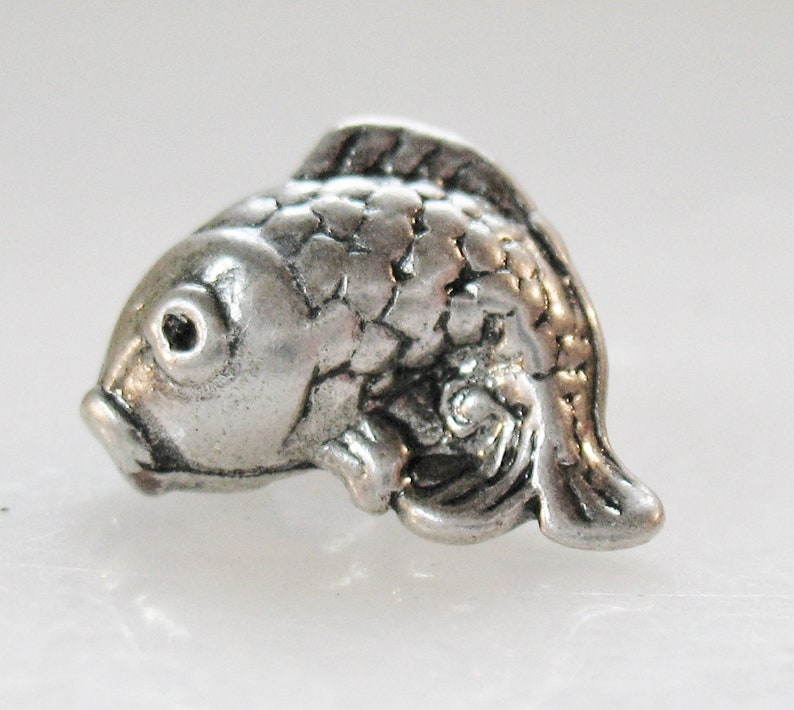 Vintage Euro Charm Bead Silver Tone FISH Free Shipping
