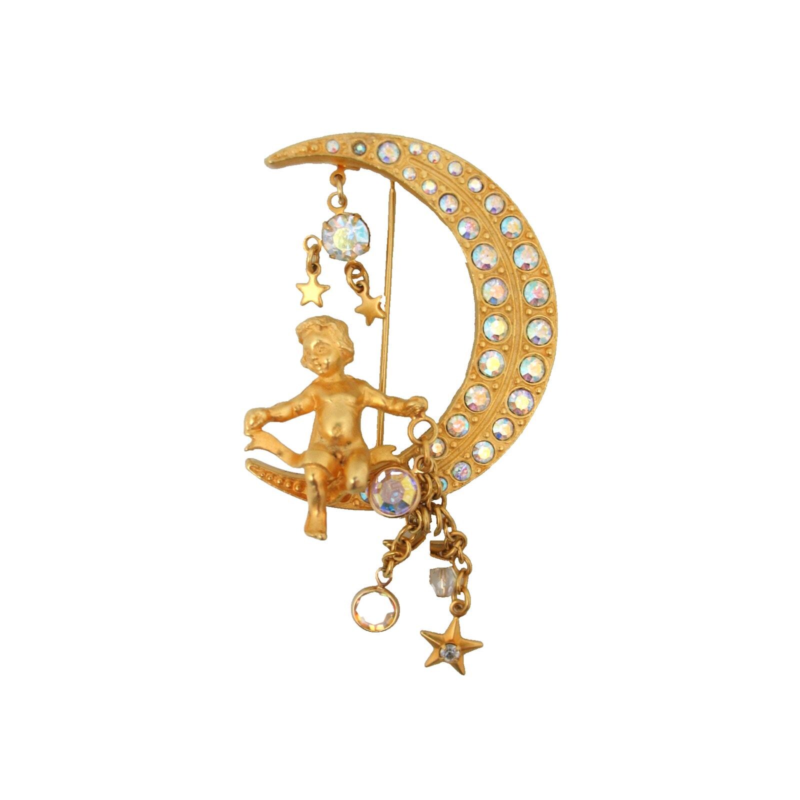 Kirks Folly Glass 'First Kiss' Cherub Angel Pendant Necklace – Silvertone