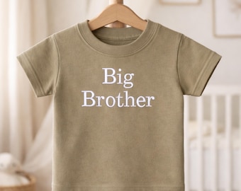 Maglietta ricamata "Fratello maggiore", maglietta per annunciare la nascita del bambino, maglietta "Promosso a fratello maggiore", regalo per il nuovo fratello, regalo per baby shower.