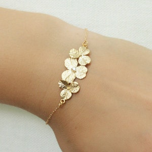 Gold Flower and Rhinestone Bracelet image 3