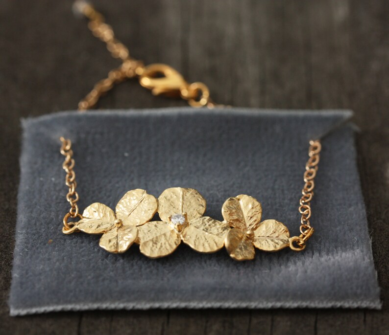 Gold Flower and Rhinestone Bracelet image 1