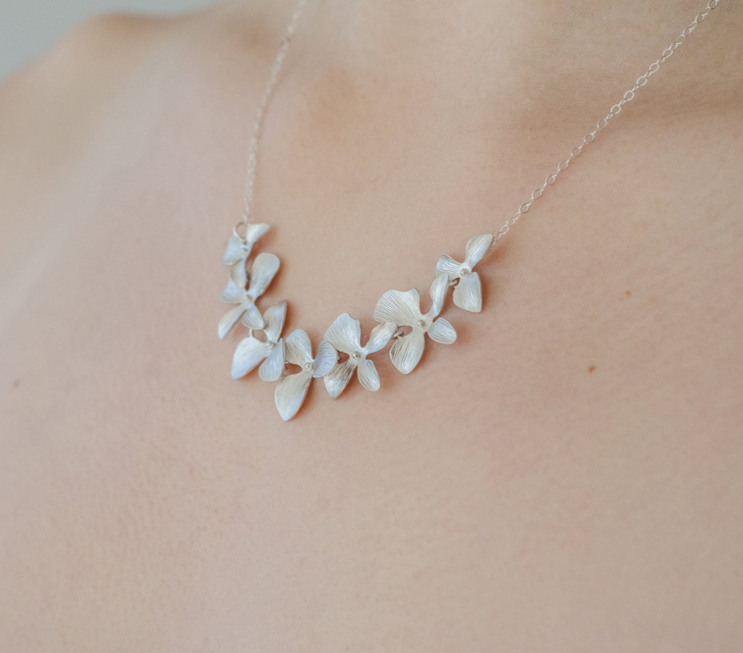 Bridesmaid Silver Orchid Necklace - Etsy