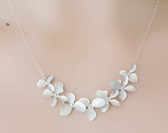 Bridesmaid Silver Orchid Necklace