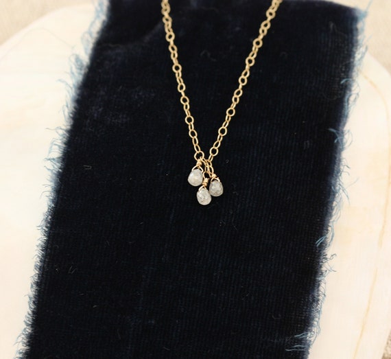 Triple Diamond Briolette Necklace | Etsy
