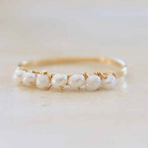 Tiny Freshwater Pearl 14k Gold Fill Stacking Ring image 3