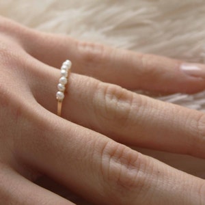 Tiny Freshwater Pearl 14k Gold Fill Stacking Ring image 2