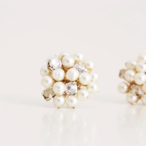 Gioielli da sposa Perla e Strass Cluster Stud Orecchini Damigella d'onore