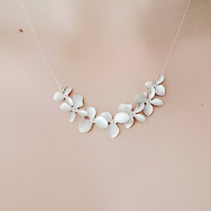 Bridesmaid Silver Orchid Necklace image 3