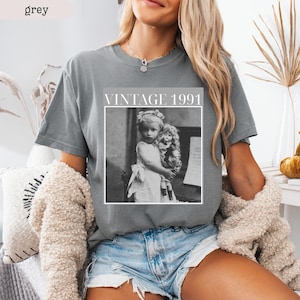 Custom Vintage Photo And Year Shirt, Personalized Birthday Shirt, Custom Photo and Year, Custom 30th 40th Birthday Gift, Vintage 1991 Shirt