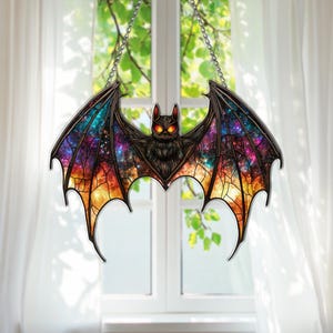 Spooky Bat ACRYLIC Suncatcher Gothic Fall Window Hanging Halloween Home Decor Bat Lover Gift for Creepy Season Spooky Bat Home Decoration