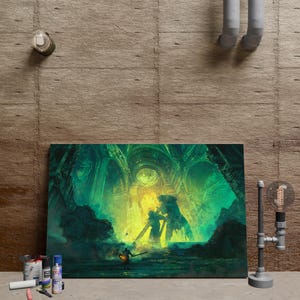 Dark Souls Poster, Bonfire Wall Art, Dark Souls Knight Wall Decor,  Rolled Canvas Print, Gift Game Poster