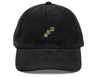 Cappello in velluto a coste con ricamo Olive Martini, berretto vintage per buongustai