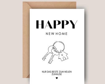 Minimalistische Einzugskarte | Happy New Home Karte | Postkarte neues Zuhause | Karte zum Einzug Geschenk | Haus Einzug Grußkarte