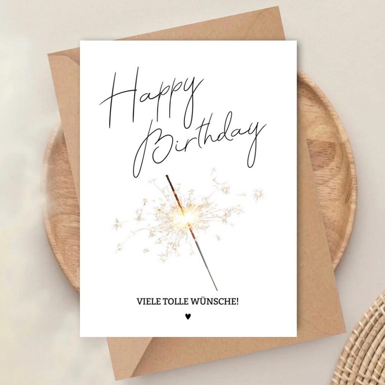 Schlichte Grußkarte Geburtstag mit deutscher Aufschrift