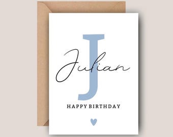 Personalisierte Geburtstagskarte | Moderne Grußkarte mit Name | Minimalistische Postkarte zum Geburtstag | Geschenk für Mann | Format A6