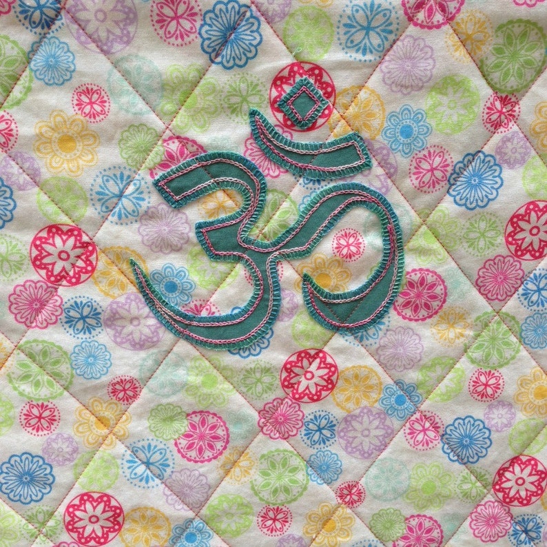 Yoga Baby Quilt Blanket or Play Mat Om Sign Baby Mandala Quilt Pastel Colors Nursery Decor Yoga Mom Shower Gift