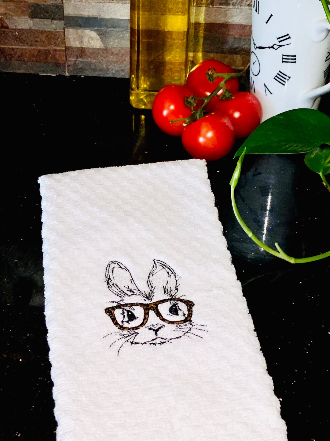 Bunny Decor Rabbit Dish Towel Bunny Dish Towel Kitchen Etsy