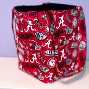 Sac seau en tissu, tissu Alabama Roll Tide, pochette résistante à l'eau, article en liquidation, cadeau étudiant ancien