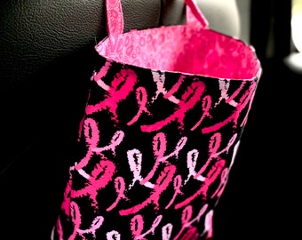 Breast cancer awareness | Car Trash bag | car organizer | headrest bag | cute car accessorizes | car garbage bag | washable bag