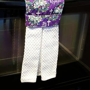 Self hanging kitchen dish towel, He has risen Easter fabric, drying cloth, hostess new homeowner gift, hang on oven door handle or bar