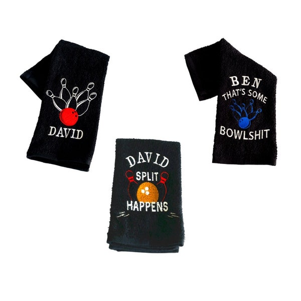 Personalized embroidered bowling towel, custom bowling towel, gift for bowler, bowling team towels, premium cotton towel, shammy towel,