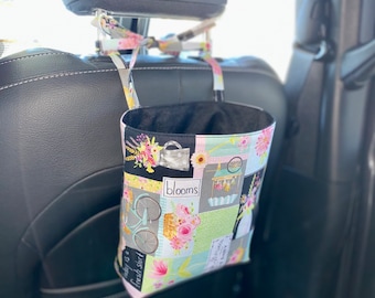 Patchwork trash bag can | car trash bag | waterproof car bin| water resistant car bag | cute car accessory | sunglasses storage bag