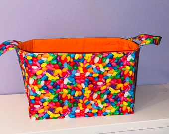 Easter Storage Basket | Basket with handles | storage bin | fabric basket | Jelly bean easter basket | cloth basket | candy basket