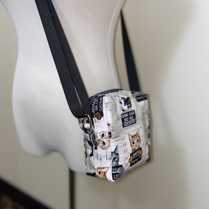 Crossbody bag, small stadium purse, gift for cat lover