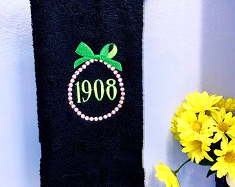 Embroidered bath hand towels | Sorority decoration | Decorative bath towels | Housewarming gift | wash room towel | Greek Decoration