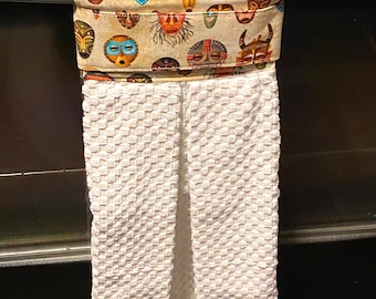 African mask stove towel | Afro kitchen decor | hanging tea towel | stove hanging towel | oven door towel | kitchen towel holder
